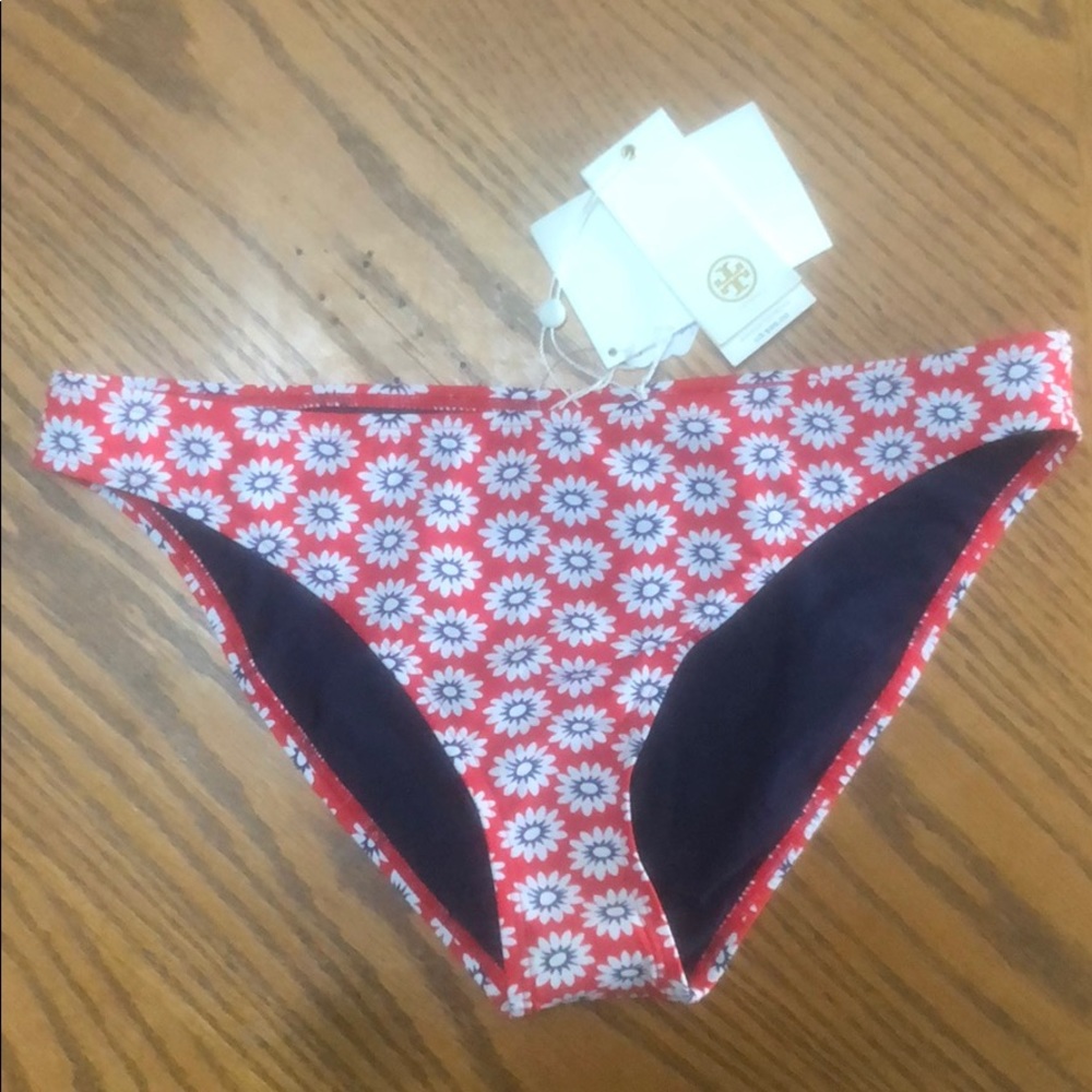 Tory Burch Nantucket Red Swimsuit Bottoms, Med New